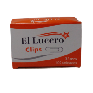 Clips Metalicos Punta Redonda 33mm Caja 100 Unidades Lucero