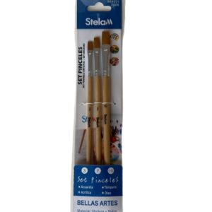 Set de Pinceles Planos Stelam 3 Unidades