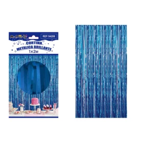 Cortina De Flecos Metalizada Azul 1X2 Metros