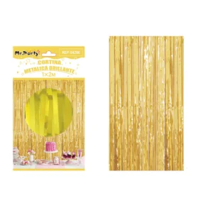 Cortina De Flecos Metalizada Dorado 1X2 Metros