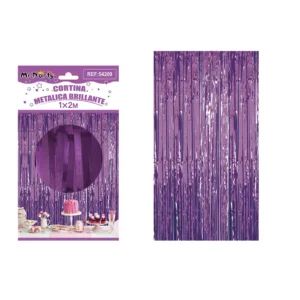 Cortina De Flecos Metalizada Morado 1X2 Metros