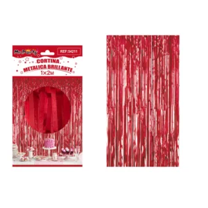 Cortina De Flecos Metalizada Rojo 1X2 Metros
