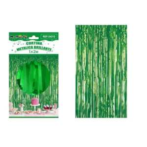 Cortina De Flecos Metalizada Verde 1X2 Metros
